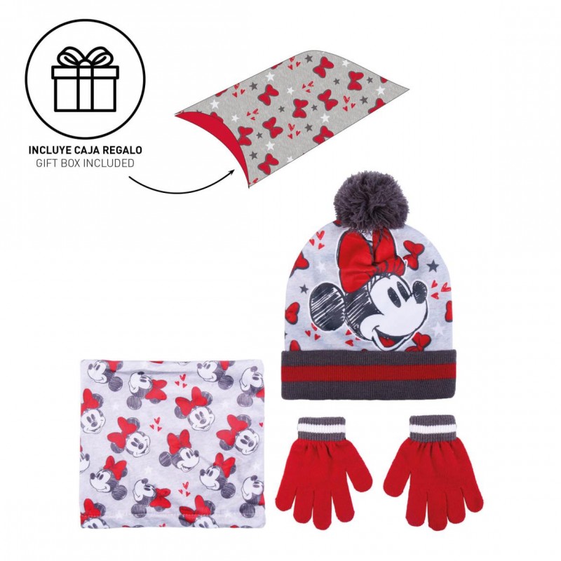 009627 Disney Detský set čiapka + šál + rukavice - Minnie Mouse 4-8 rokov (53 cm)