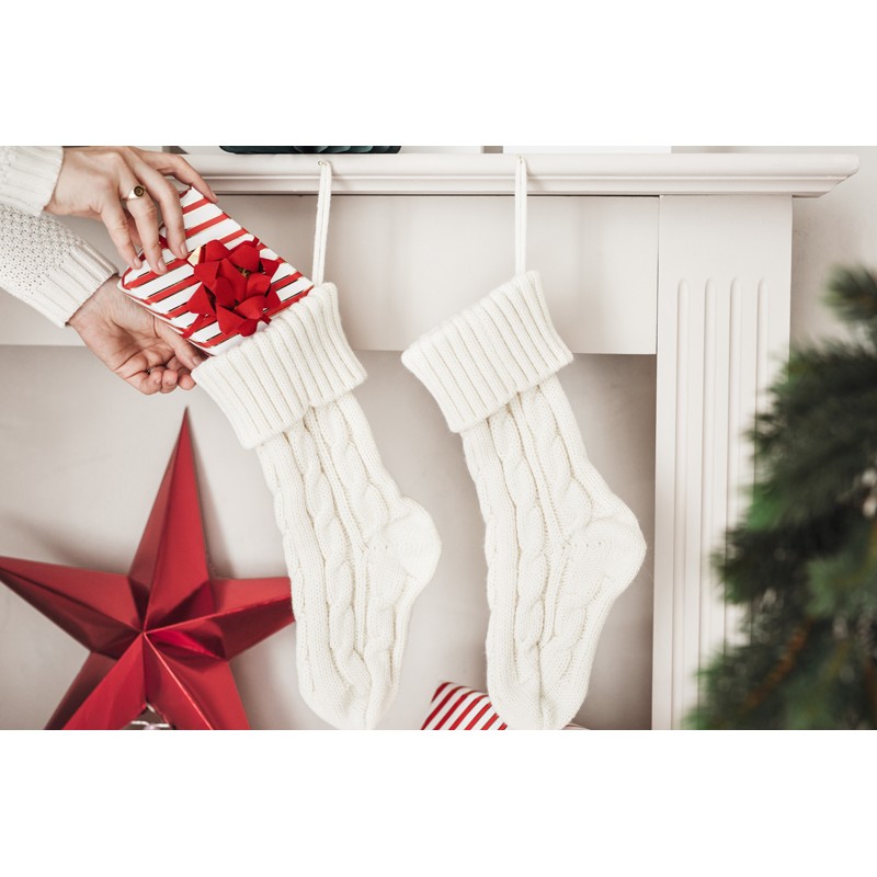 SJ4-008Z Party Deco Pletená vánoční ponožka 15,5x34 cm 
