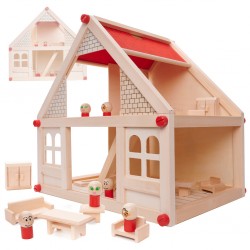 Drevený domček pre bábiky + doplnky