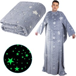 Plyšová deka s rukávmi - Svietiace hviezdičky