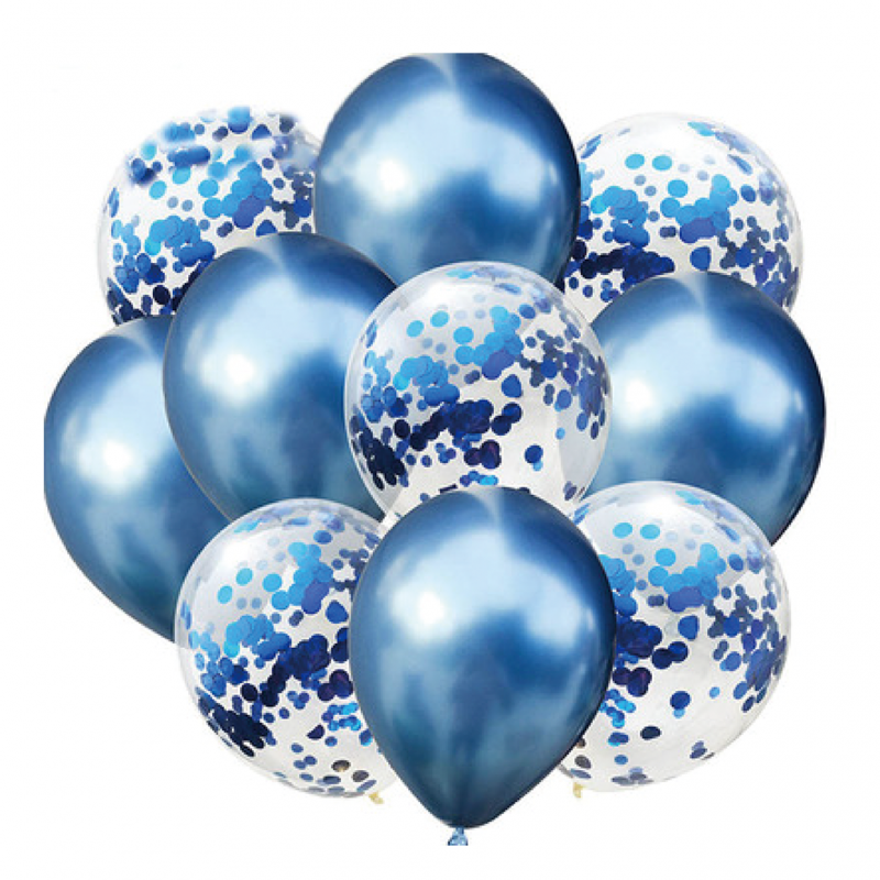 400413 GRABO Mix latexových balonů s konfetami - PartyPal 10 ks Modrá