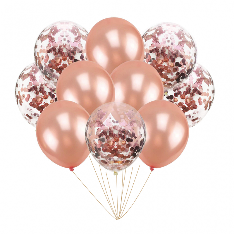 400121 GRABO Mix latexových balonů s konfetami - PartyPal 10 ks Rúžove zlato