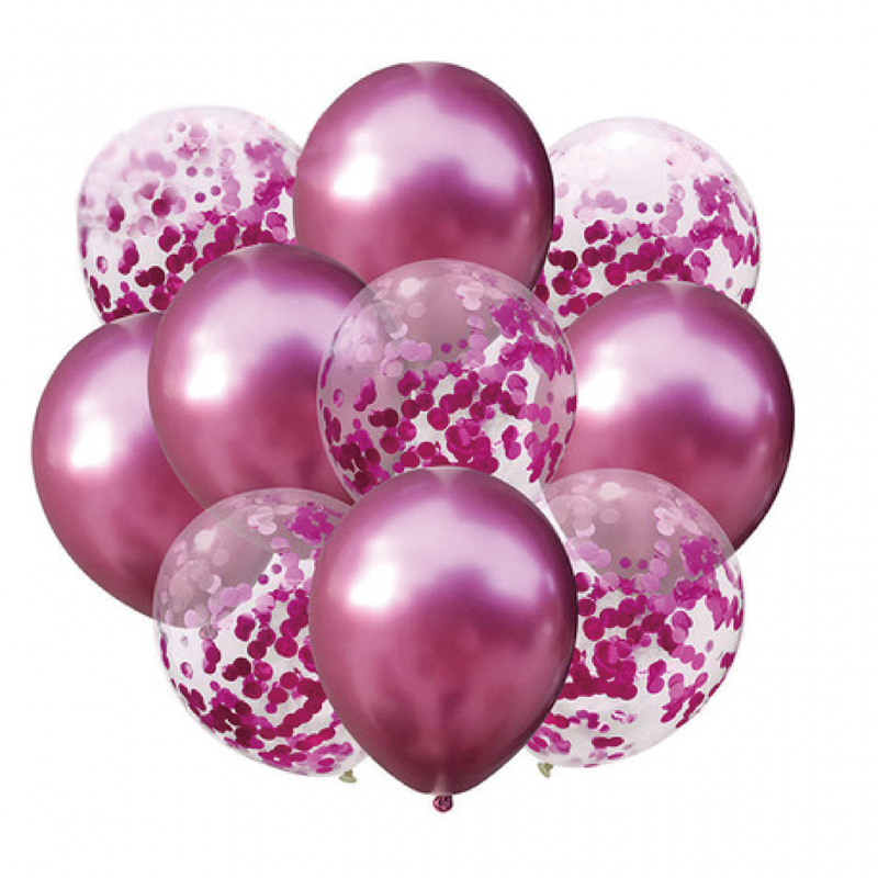 400414 GRABO Mix latexových balonů s konfetami - PartyPal 10 ks Růžová