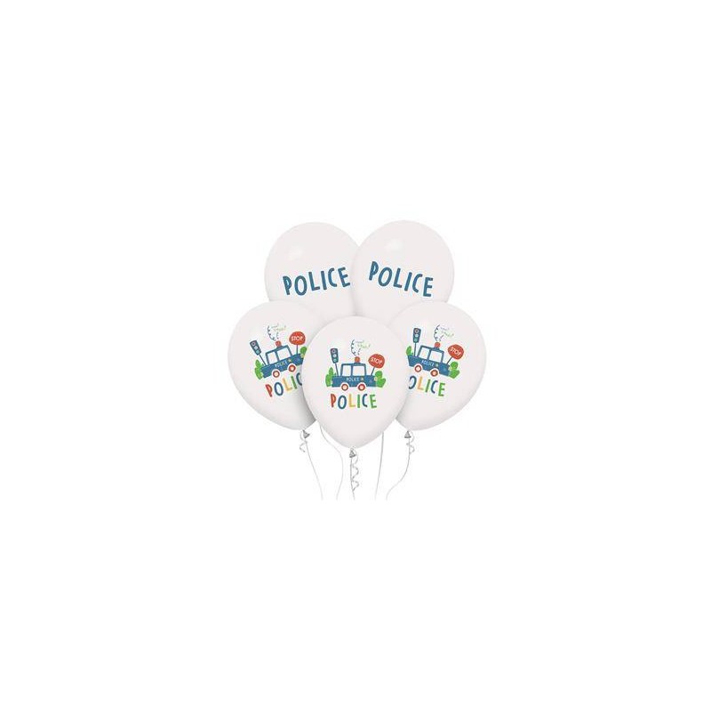 E-shop GZ-POL5 Godan Set balónov Polícia 30cm - biely 5ks