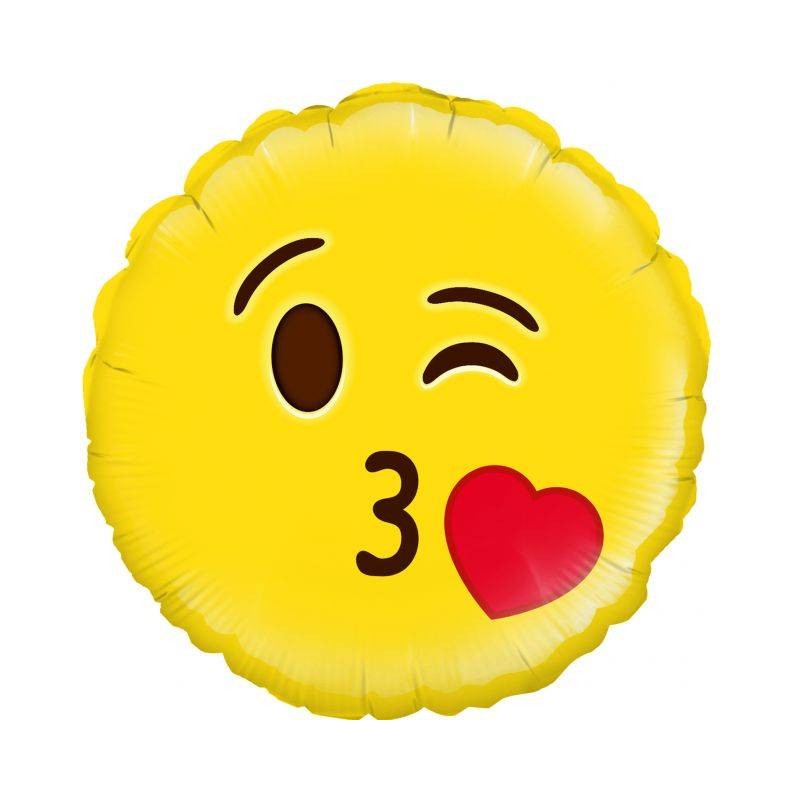 Levně 229325 Godan Fóliový balón - Emoji Kiss - 45cm