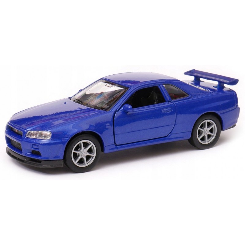 008805 Kovový model vozu - Nex 1:34 - Nissan Skyline GT-R (R34) Modrá