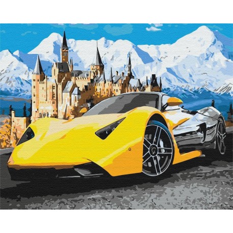 5D Diamantová mozaika - Yellow Sport-Car