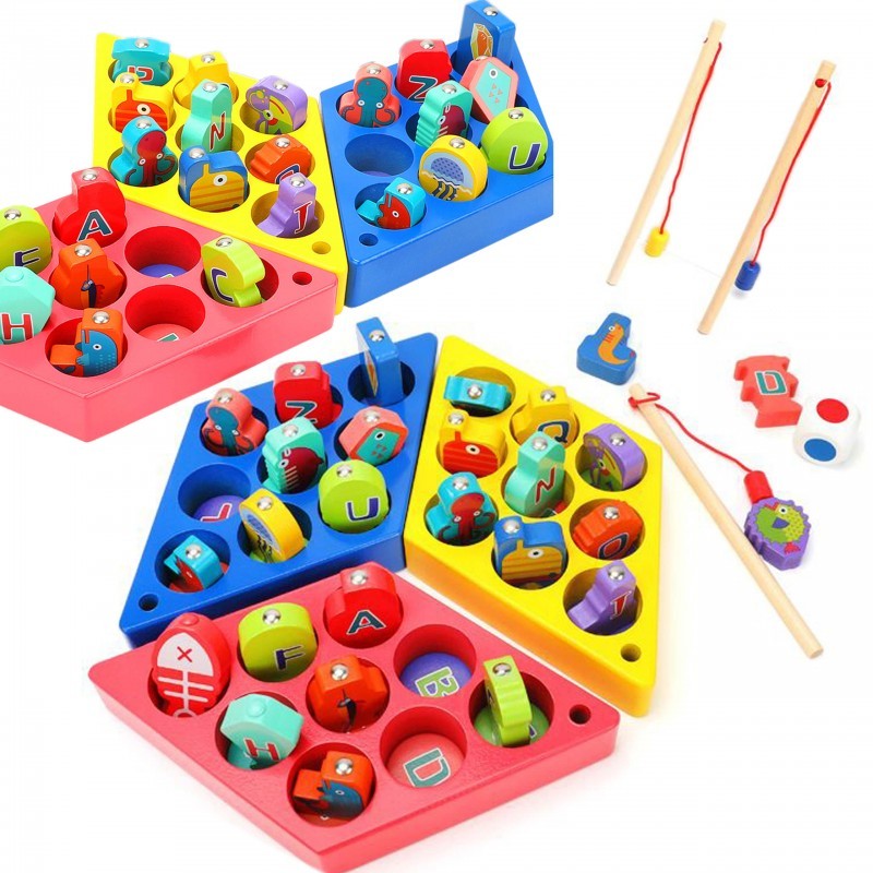 KZ1006 Drevená magnetická hra pre deti - Hexagon Fishing 