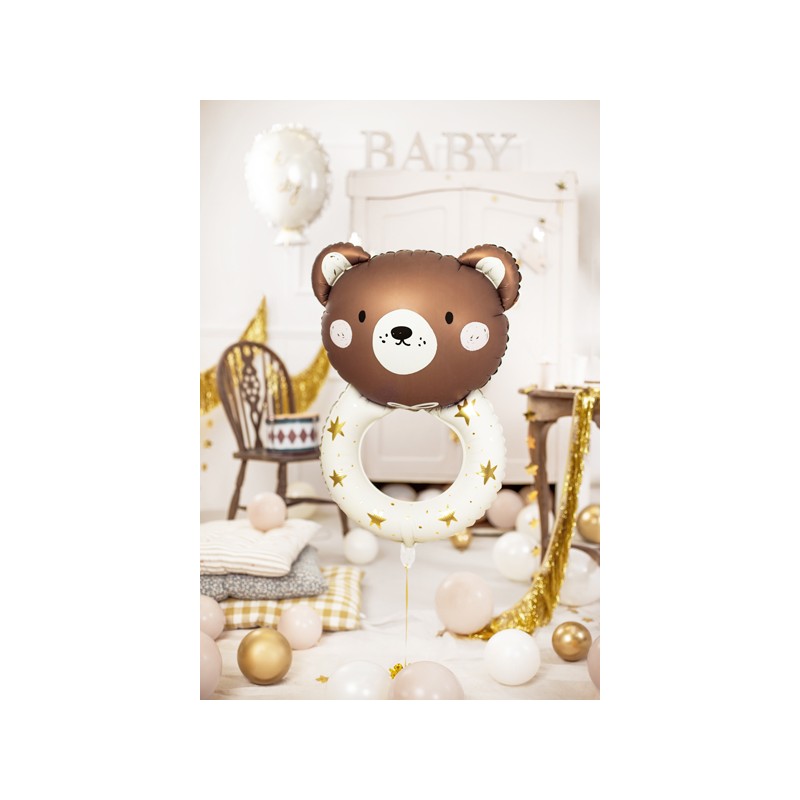FB191 Party Deco Fóliový balón - Hrkálka s medvedíkom, 61x88cm 