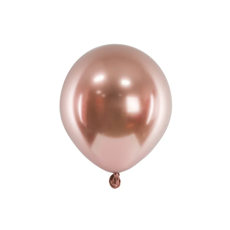 CHB1-5-019R Party Deco Mini chromované balóny - Glossy 12cm, 10ks Rúžove zlato