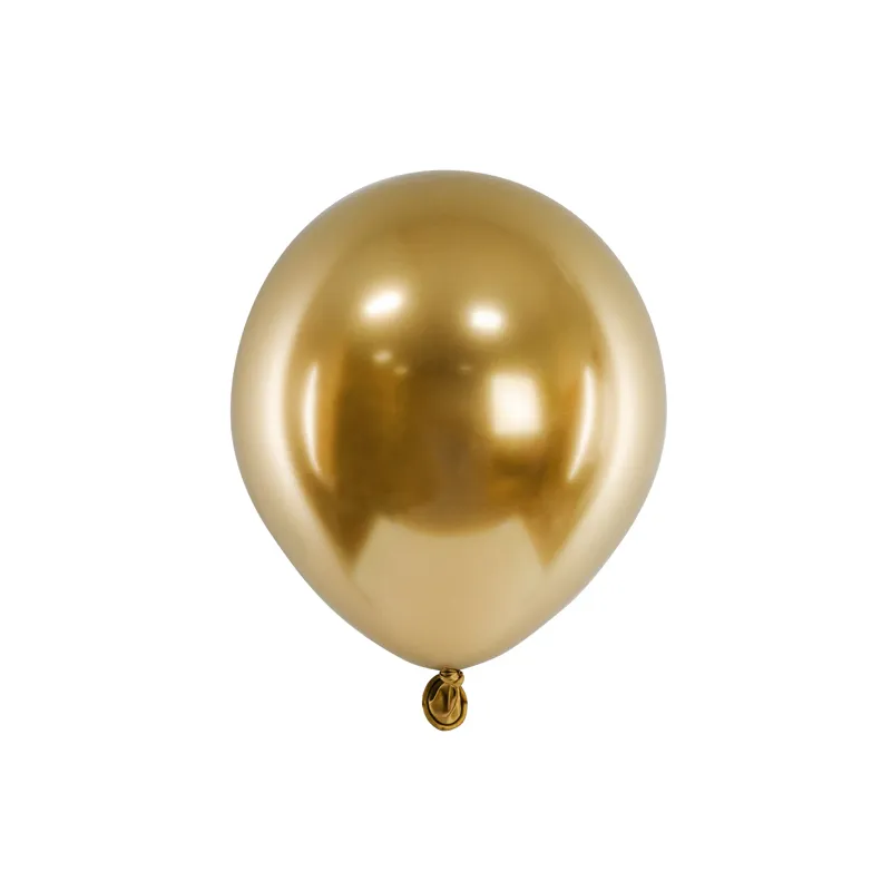 CHB1-5-019 Party Deco Mini chromované balóny - Glossy 12cm, 10ks Zlatá