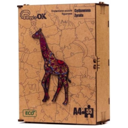 3D drevené puzzle handmade - Žirafa A4