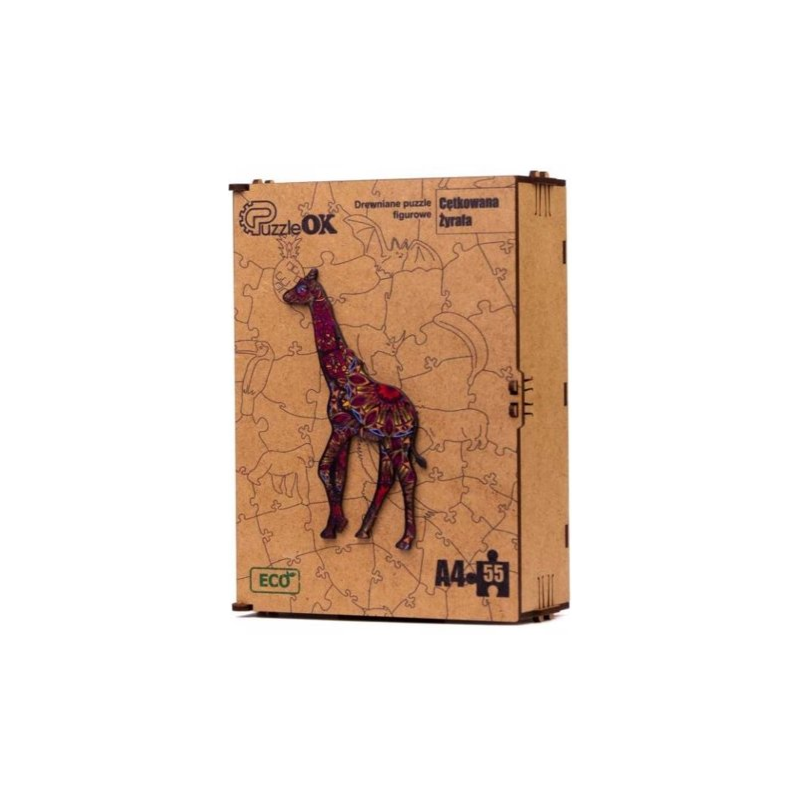 017334 3D dřevěné puzzle handmade - Žirafa A4 