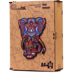 3D drevené puzzle handmade - Indický slon A4