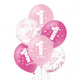 Set ružových balónov - My first birthday, 30cm 6ks