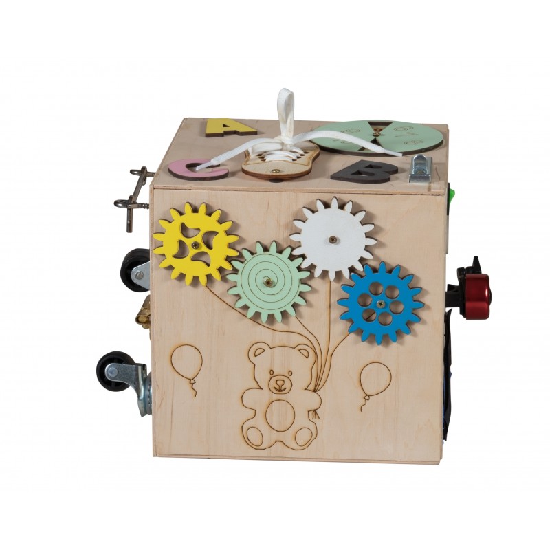 4631 Senzorická drevená manipulačná kocka pre deti 20,5cm 