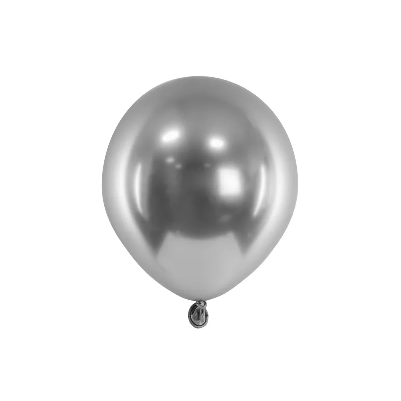 CHB1-5-018C Party Deco Mini chromované balóny - Glossy 12cm, 10ks Tmavá strieborná