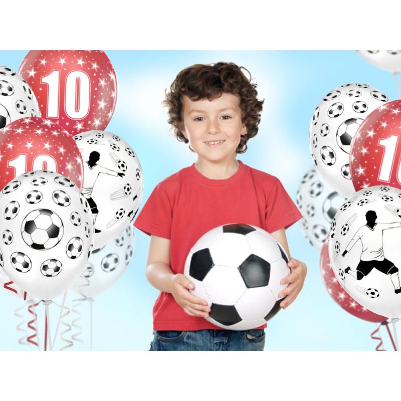 SB14P-138-008-6 Party Deco Set bílých balonů - Fotbalista - 30cm, 6ks 