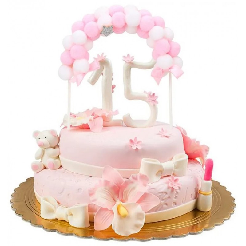 Levně EBB54J Zápich na dort - Měkoučký oblouk - 20cm Růžová