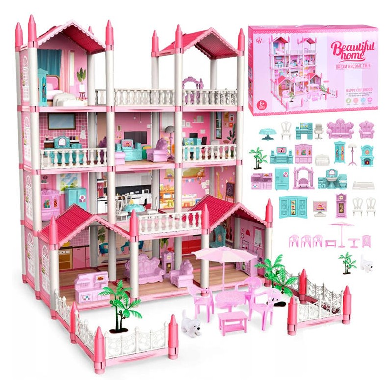 E-shop 5140 Rozprávkový kaštieľ pre bábiky s terasou - Beautiful Home 222ks