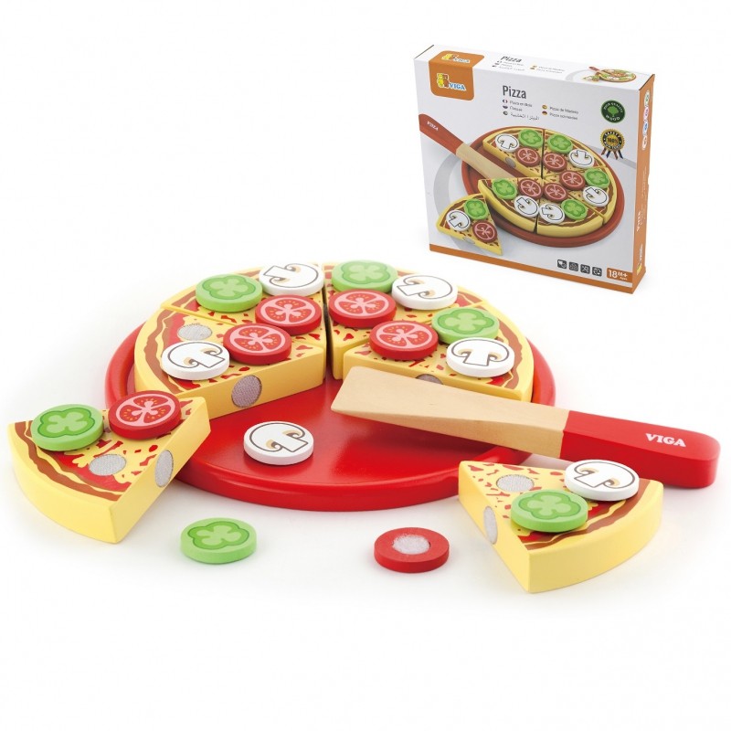 58500 Drevená pizza na krájanie s príslušenstvom - Viga Toys 