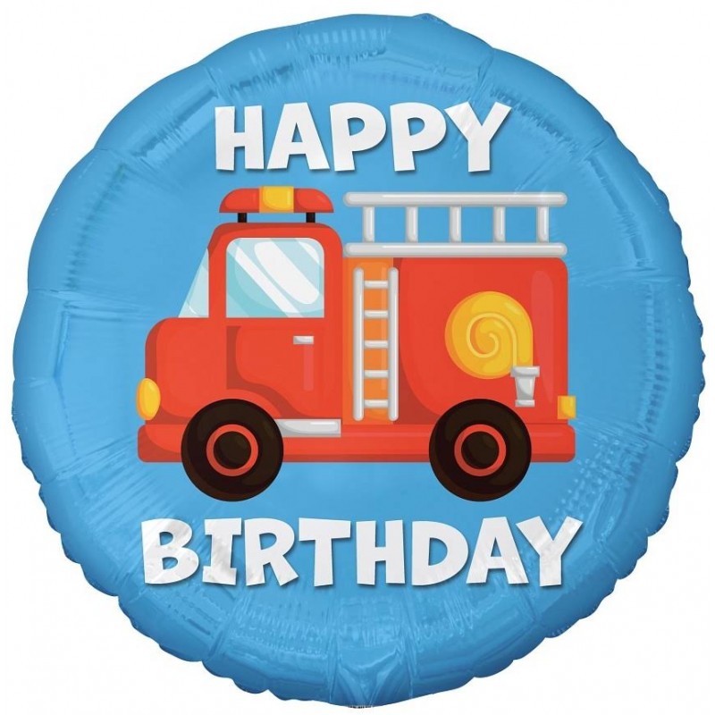 E-shop FG-OBSP Godan Fóliový balón - Hasičské auto - Happy Birthday, 45cm