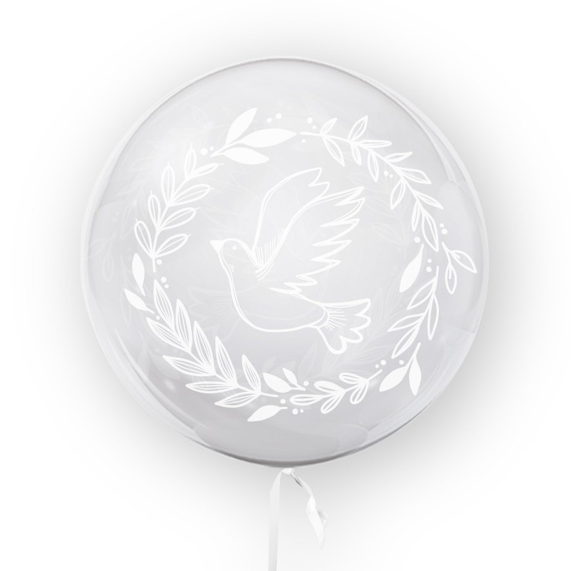 E-shop TU3703 Godan Transparentný fóliový balónik - Holubička 45cm Biela