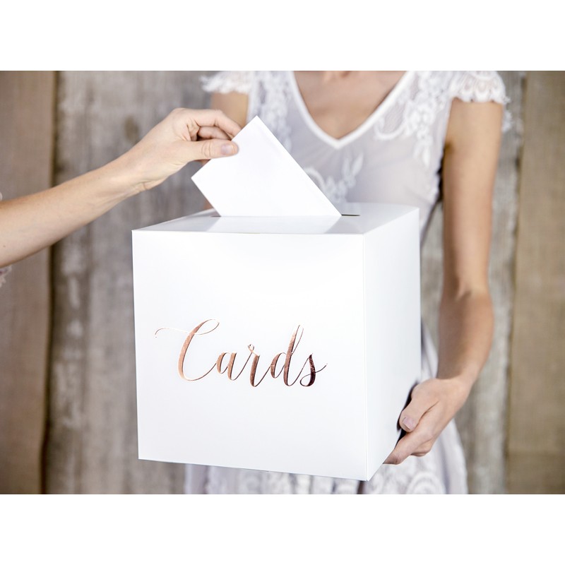 PUDTM6-019R Party Deco Krabička na dary - Cards - biela 24x24x24cm Rúžove zlato