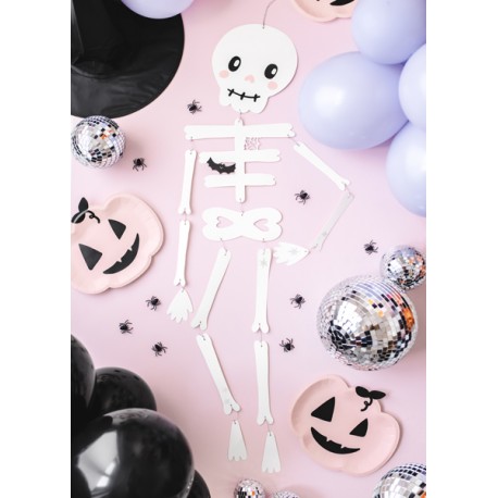 Závesná dekorácia - Halloweenska kostra - biela 110cm