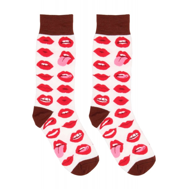 Levně 36-SOCK001-1 Sexy ponožky s potiskem - Lip Love 36-41
