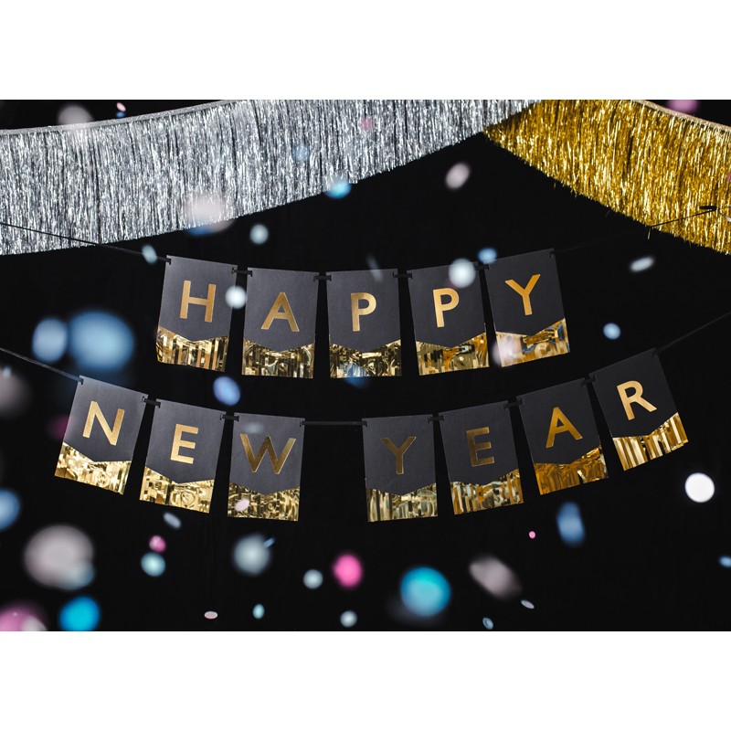 E-shop GRL93 Party Deco Silvestrovská girlanda - Happy New Year - 135x16,5 cm