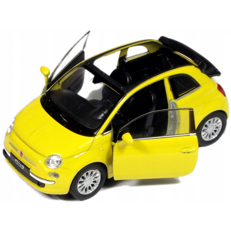 008805 Kovový model auta - Nex 1:34 - 2010 Fiat 500C Žlutá