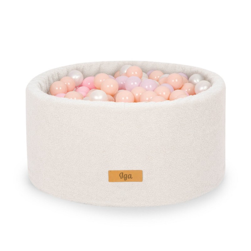 Suchý bazén s guličkami 200ks - Teddy white cream
