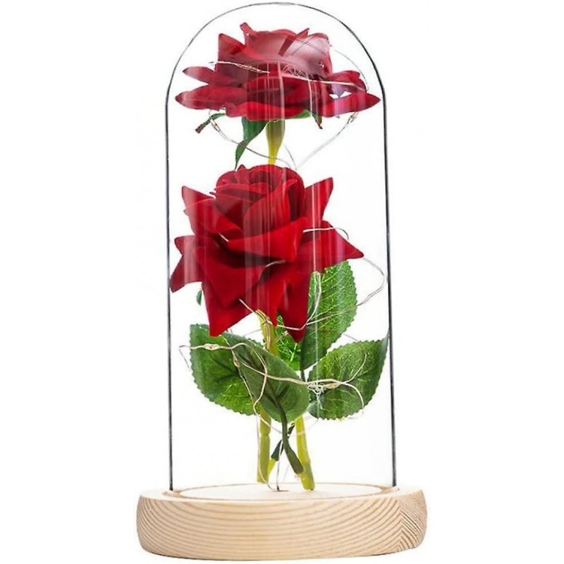 E-shop 26106 DR Večná ruža v skle - Drevený podstavec