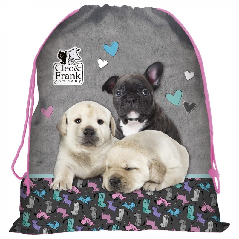 E-shop 075317 Derform Detské vrecko na prezuvky - Cute dogs dark