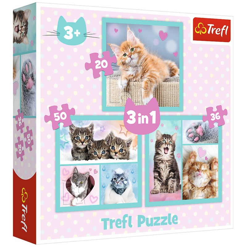 Levně 34862 Dětské puzzle - Sweet cats - 3v1