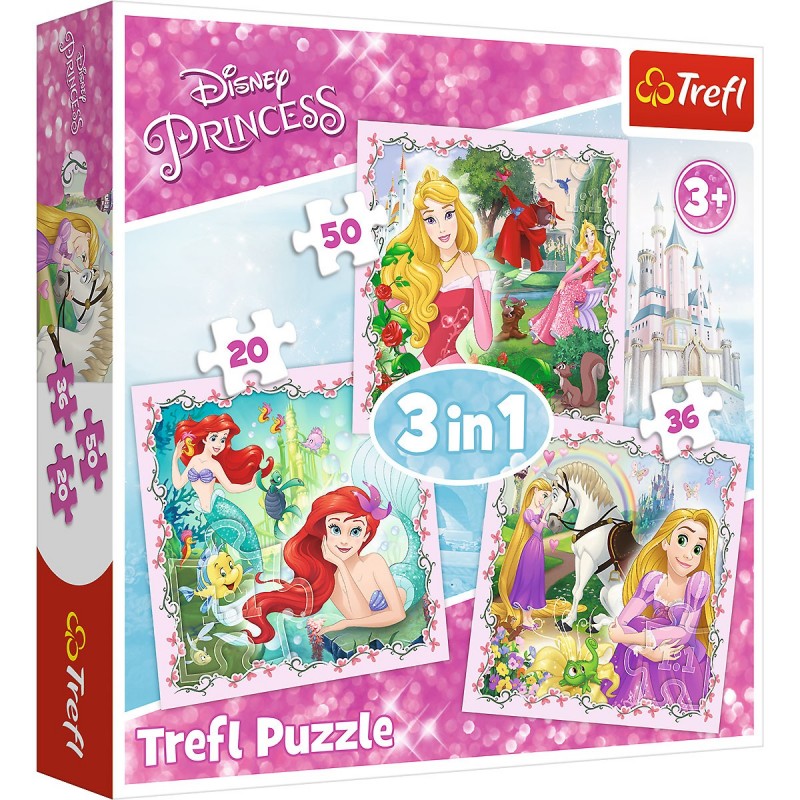 E-shop 34842 Detské puzzle - Disney Princess - 3v1