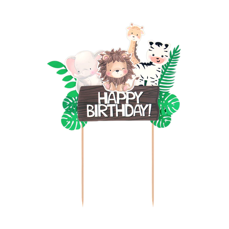 138571 PartyPal Zápich na tortu - Happy Birthday Animals, 15cm 