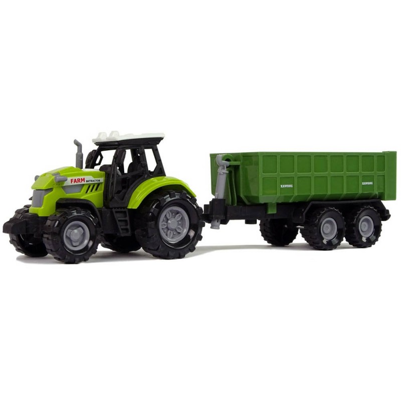 E-shop 115415 Daffi Traktor s vyklápacou vlečkou - Zelený, 23cm