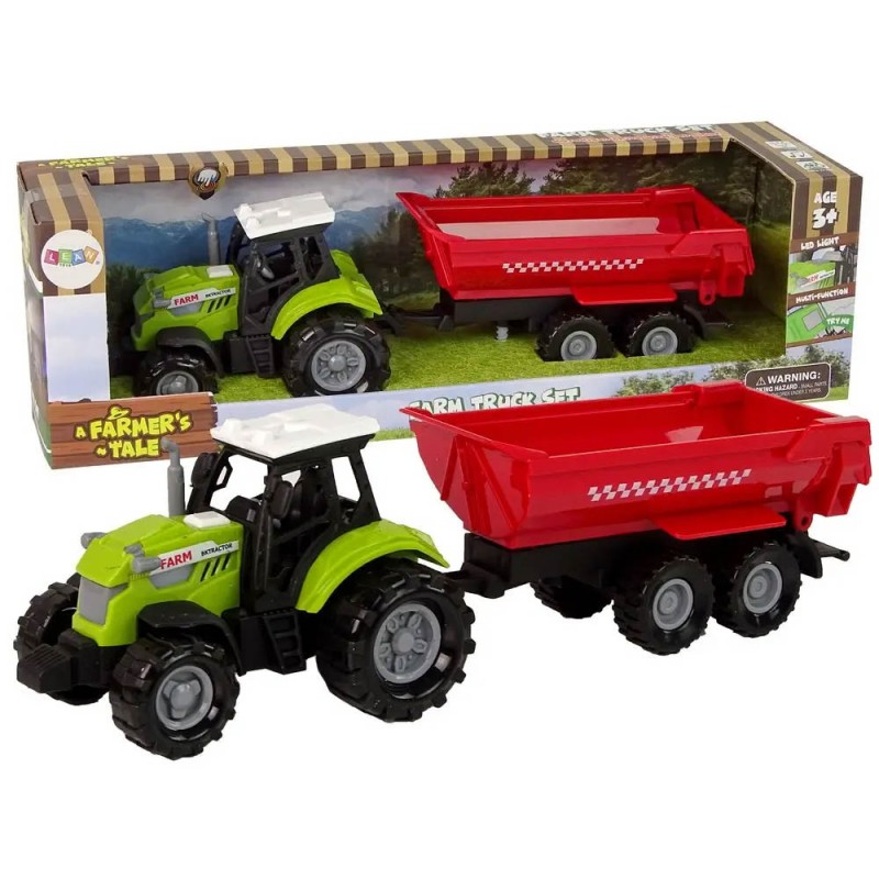 E-shop 115392 Daffi Traktor s vyklápacou vlečkou - Červený, 23cm