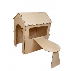 Záhradný drevený domček pre deti - s tabuľou a stolom