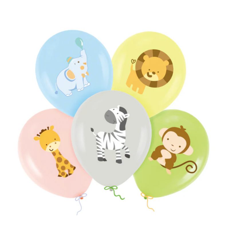 E-shop 137024 PartyPal Set balónov - Cute Zoo Animals, 30cm 5ks