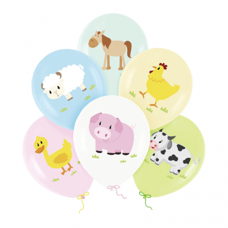 E-shop 137031 PartyPal Set balónov - Cute Farm Animals, 30cm 6ks