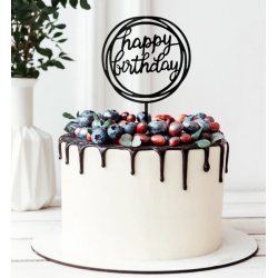 Zápich na tortu - Happy Birthday, okrúhly 11cm